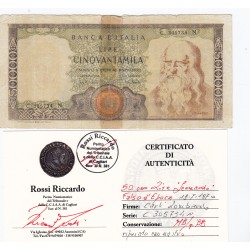 50000 LIRE LEONARDO 19.7.1970 FALSO D'EPOCA